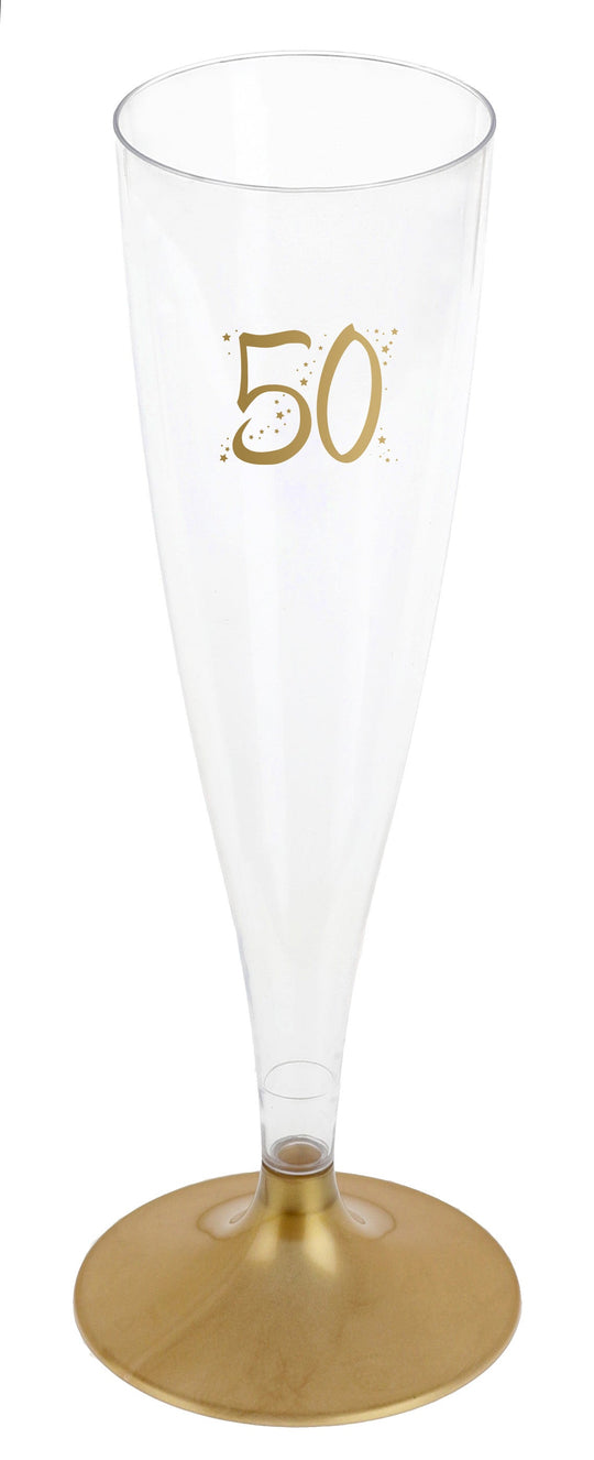 50th Birthday Celebration Gold Flute Champagne Set - Stylish, Elegant & Trend-Setting