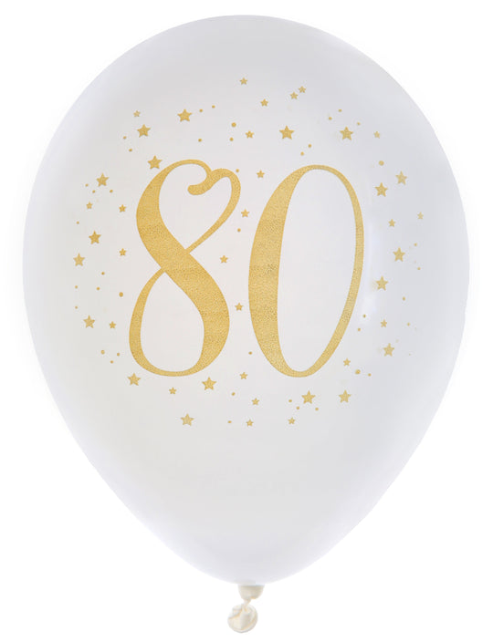 Golden 80th Birthday Latex Balloons - Durable, Biodegradable Party Essentials