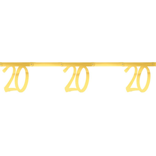 Elegant 20th Birthday Gold Banner - Stylish Party Supplies for Celebrating Milestones