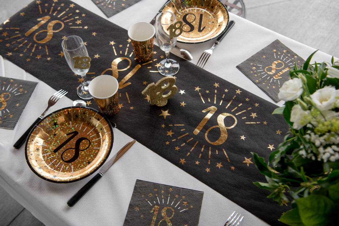 Table Runner 20e Anniversaire en Or Brillant - Élégance Luxueuse pour Votre Grand Jour