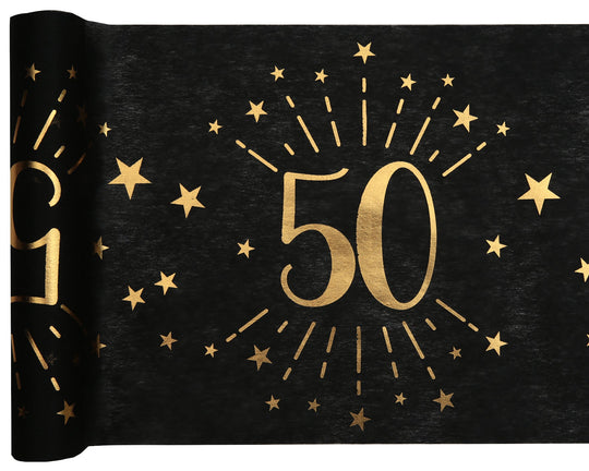 Elegant Golden 50th Birthday Table Runner - Party Decor with Class & Aesthetic!