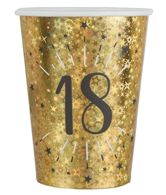 18th Birthday Party Essential: Elegant Shining Gold Paper Cups, Perfect for Stylish Celebrations