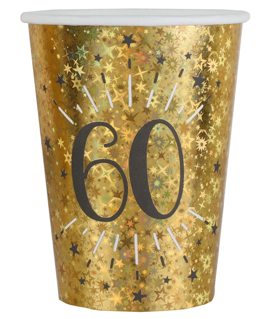 Stylish 60th Birthday Gold Paper Party Cups: Unforgettable Glamour & Elegance!