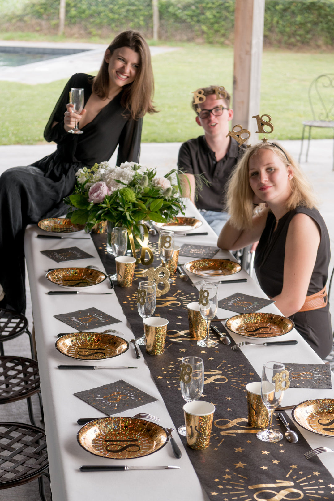 70th Birthday Party Bundle – Gold Plates, Cups & Balloons - Effortless Celebration!