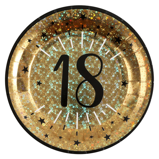 Glittering Gold 18th Birthday Dinner Plates - Elegant Party Kit for Memorable Celebrations