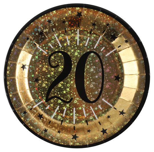 Breathtaking Gold 20th Birthday Dinner Plates for Elegant Party Aesthetics