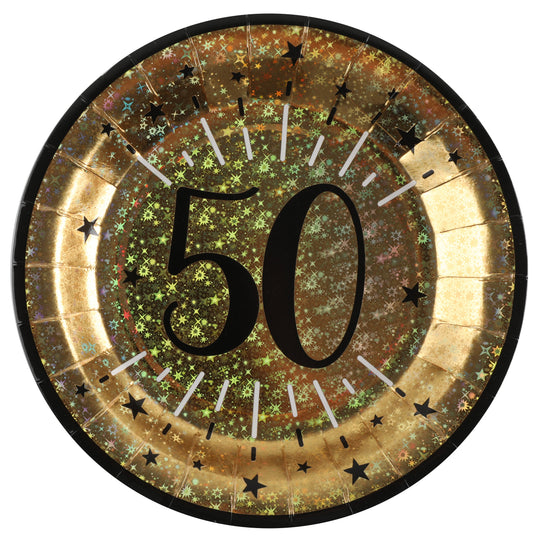 50th Birthday Deluxe Golden Dinner Plates - Elevate Your Celebration!