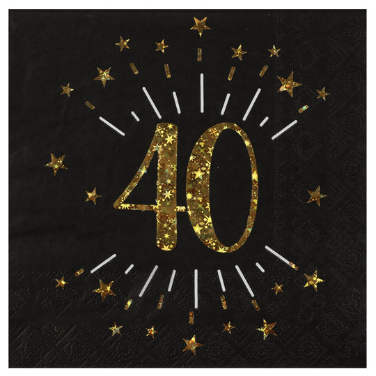 Elegant 40th Birthday Lunch Napkins - Quality Party Supplies - Set of 10