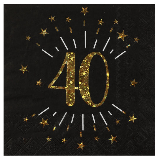 Elegant 40th Birthday Lunch Napkins - Quality Party Supplies - Set of 10