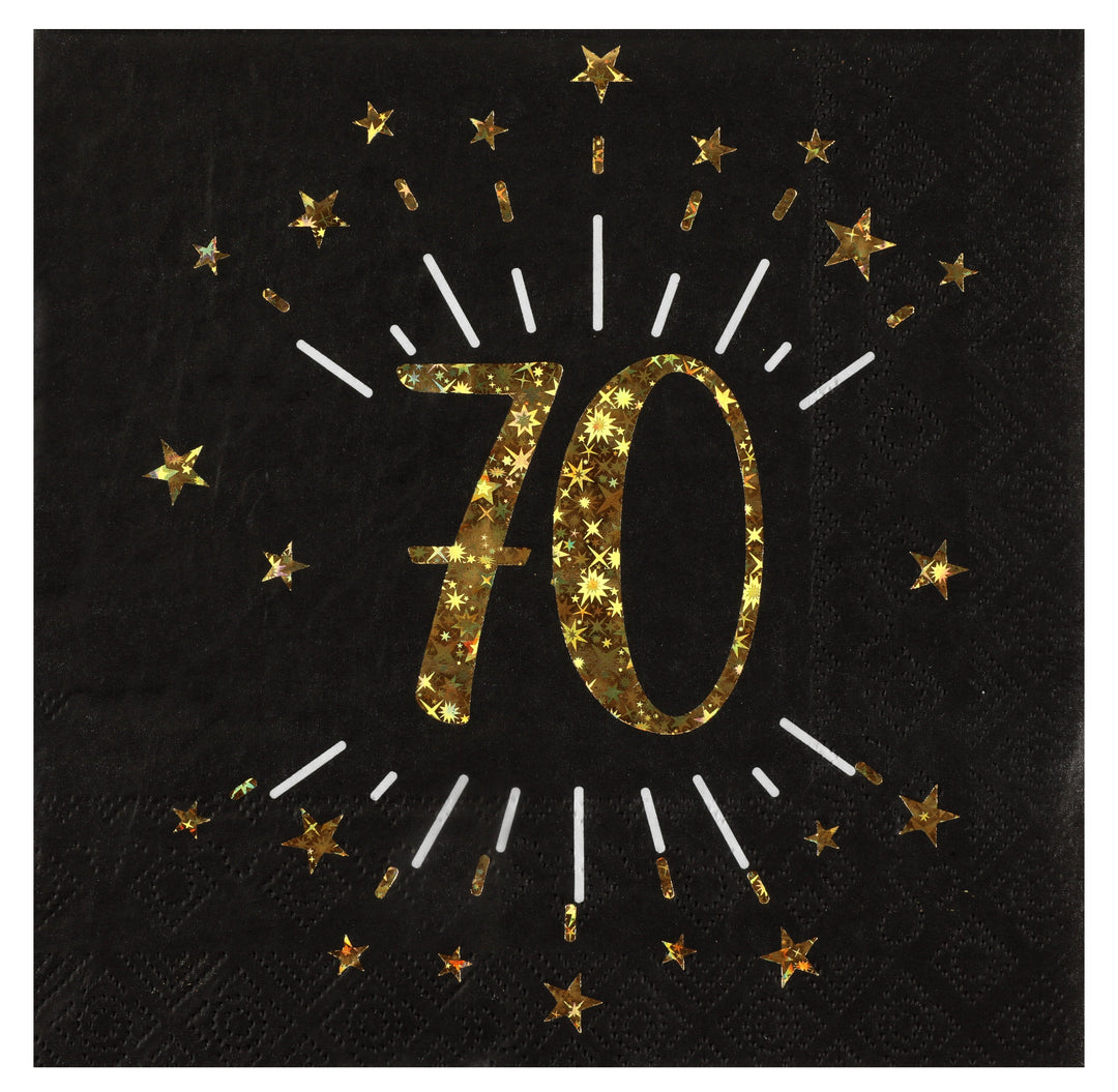 70th Birthday Party Bundle – Gold Plates, Cups & Balloons - Effortless Celebration!