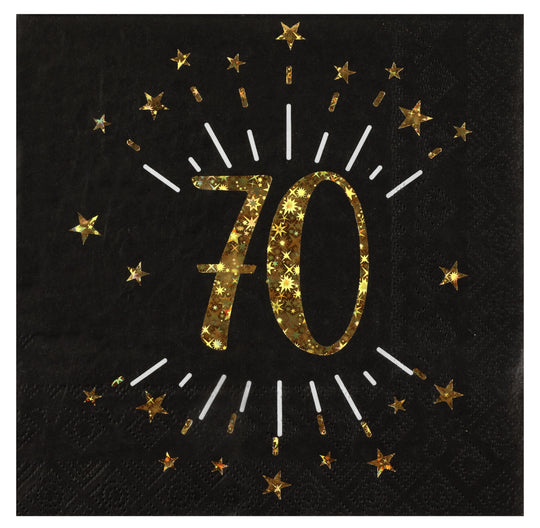 70th Birthday Party Bundle – Gold Plates, Cups & Balloons - Effortless Celebration!