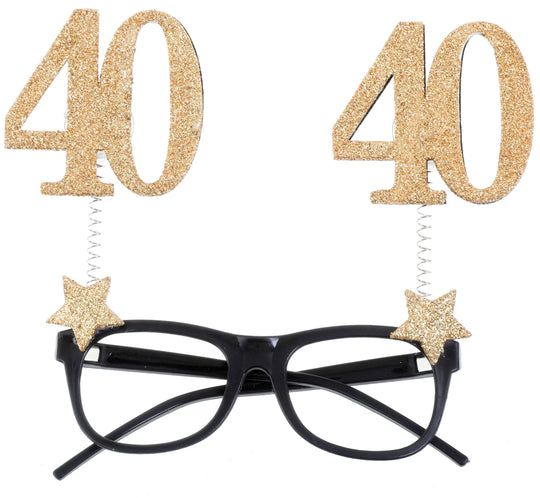 Dazzling 40th Birthday Gold Glitter Glasses - Elevate Your Party Aesthetic