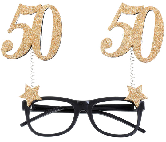 Elegantly Themed 50th Birthday Gold Glitter Glasses - For Stylish Celebrations