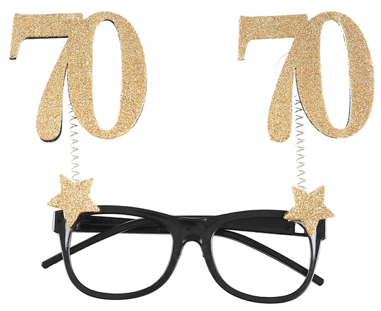 Élégantes Lunettes Paillettes Or pour 70e Anniversaire - Style Rencontre Fête!