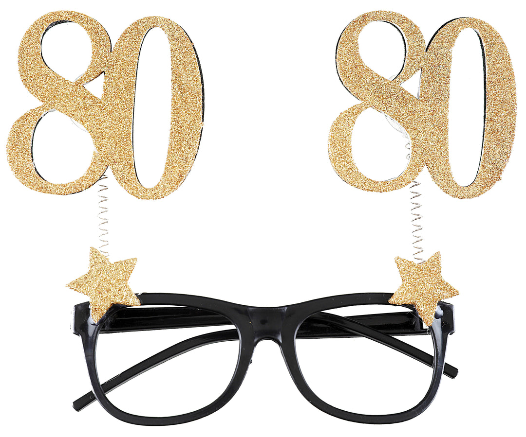 80th Birthday Blast: Elegant Gold Glitter Glasses for Unforgettable Celebrations