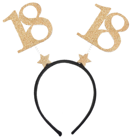 Elegant 18th Birthday Gold Glitter Headband - Perfect Trendsetter for Chic Party