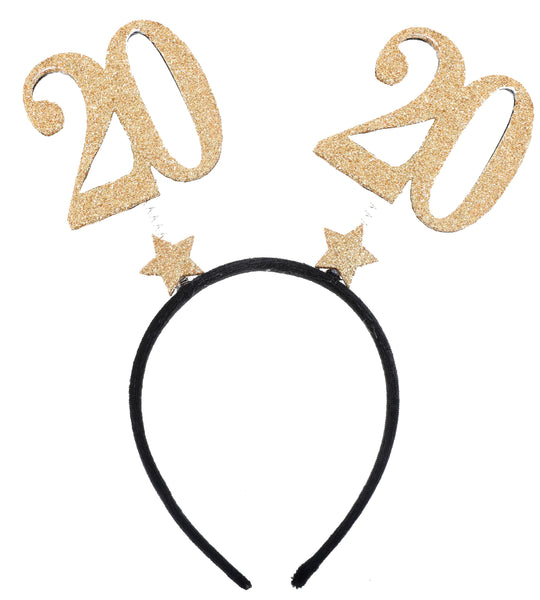 Chic Serre-Tête Paillettes D'or 20e Anniversaire - Rehaussez Votre Style de Fête!