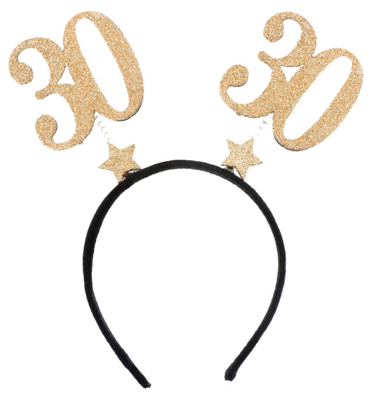 Elegant 30th Birthday Gold Glitter Headband - Party Ready Trendsetter Addition