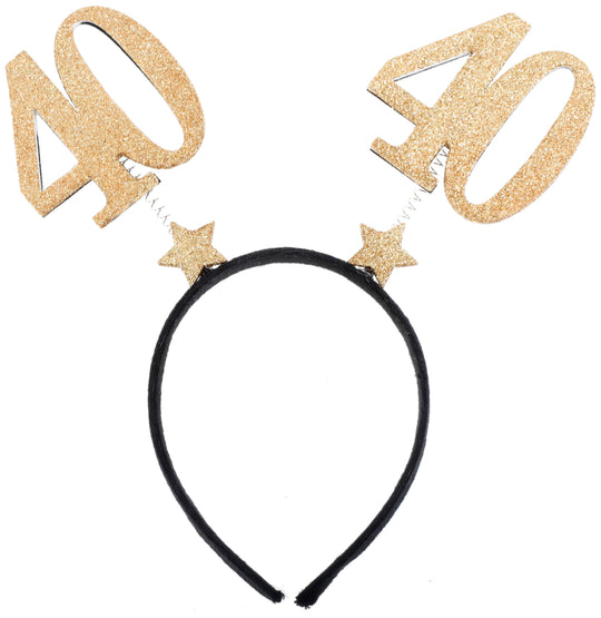 40th Birthday Gold Glitter Headband - Amplify your Elegance at Celebrations