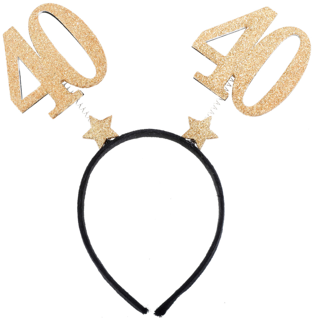 40th Birthday Gold Glitter Headband - Amplify your Elegance at Celebrations
