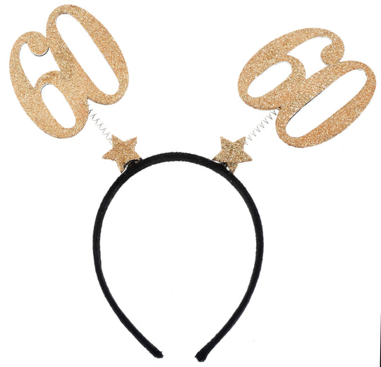 60th Birthday Shimmer: Luxurious Gold Glitter Headband - Epitome of Elegance in Party Supplies