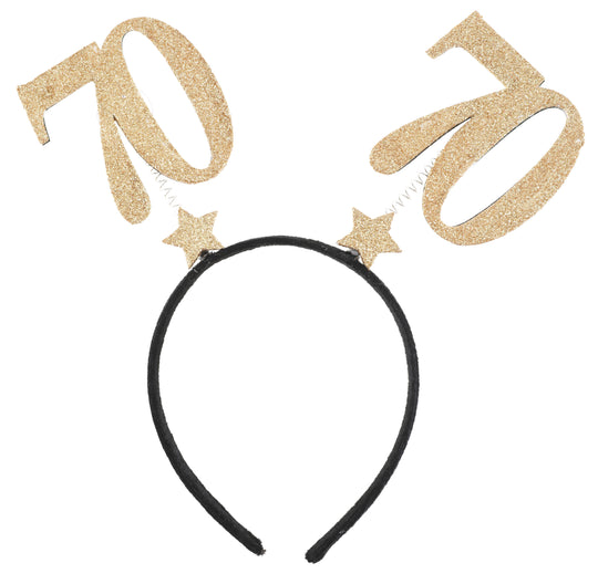 Stunning Gold Glitter 70th Birthday Headband - The Epitome of Style & Elegance!