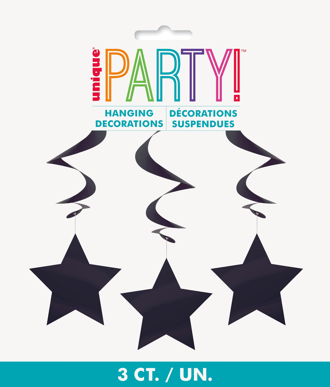 Black Solid Hanging Swirl Decorations, 26", 3ct - Perfect for Sophisticated and Chic Party Atmosphere!