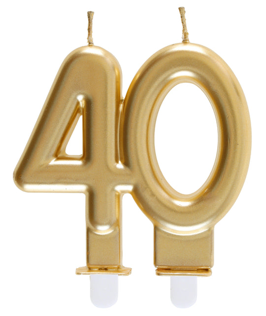 Elegant Gold 40th Birthday Candle - Stylish Centerpiece for Unforgettable Celebrations