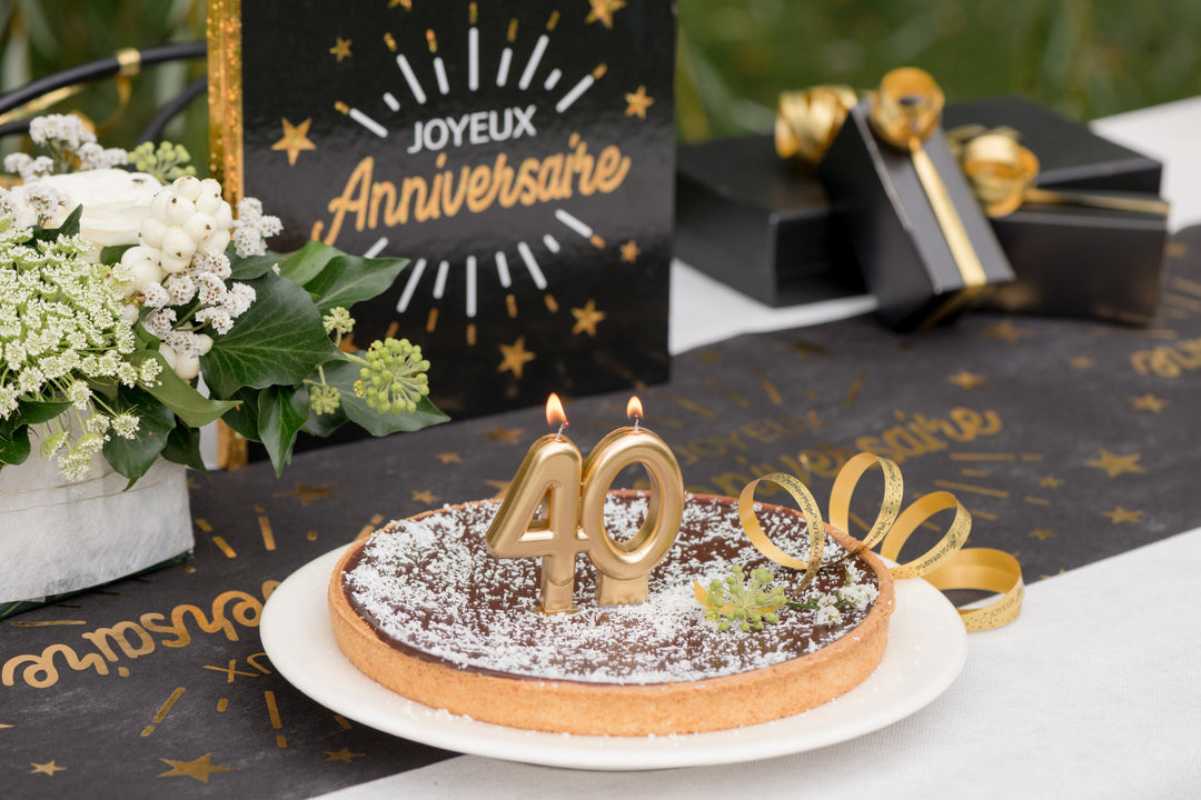 Elegant Gold 40th Birthday Candle - Stylish Centerpiece for Unforgettable Celebrations