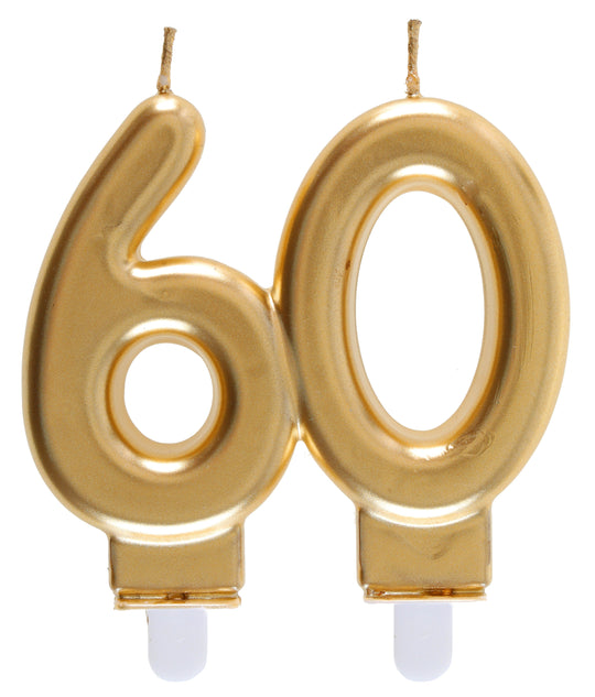 60th Birthday Elegance: Premium Gold Candle for Party Perfection – Be the Trendsetter!