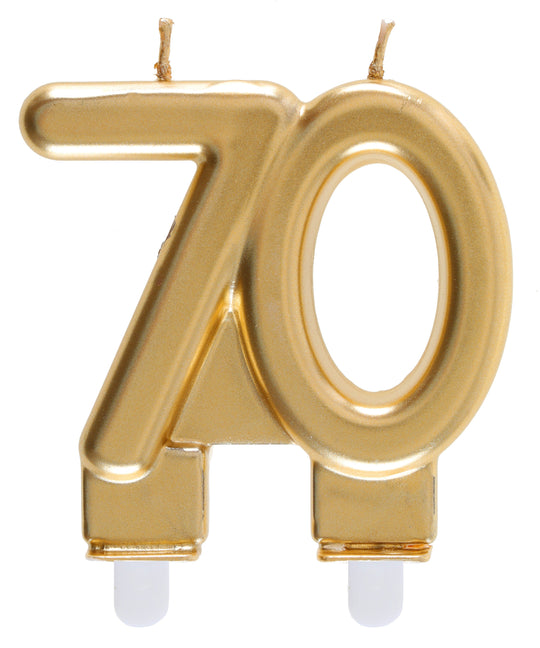 70th Birthday Luxe Gold Candle - For Aesthetic Celebrations with an Elegant Touch