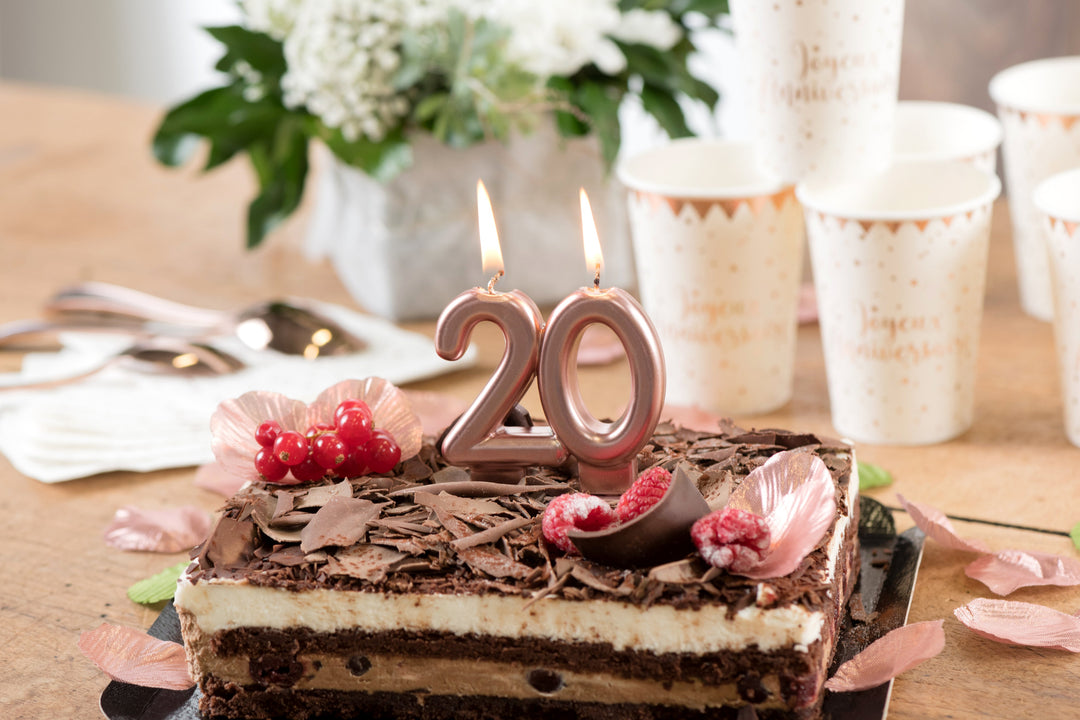 Exquisite Rose Gold 20th Birthday Candle - Perfect Party Supplies for Chic Celebrations