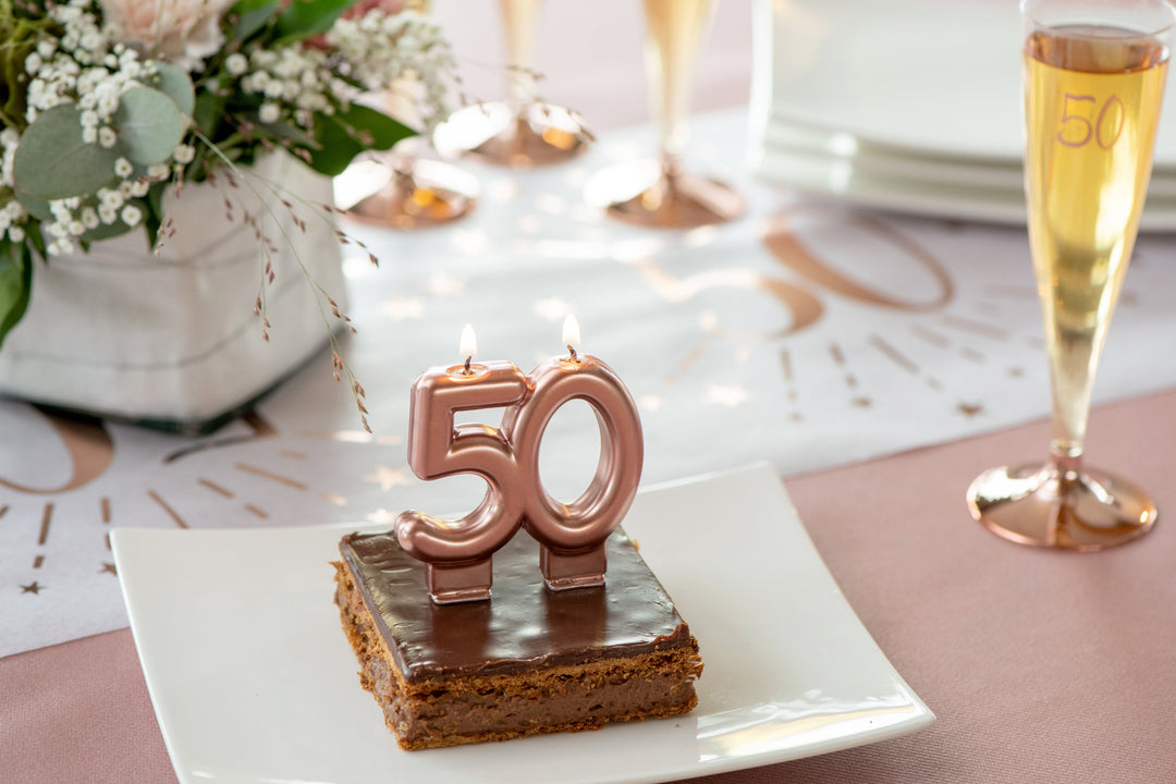 Bougie Exquise pour 70e Anniversaire - Esthétique Rose Gold Premium pour Célébrations Inoubliables