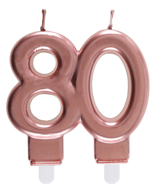 80th Birthday Party Elegance - Rose Gold Candle for Classy Celebrations