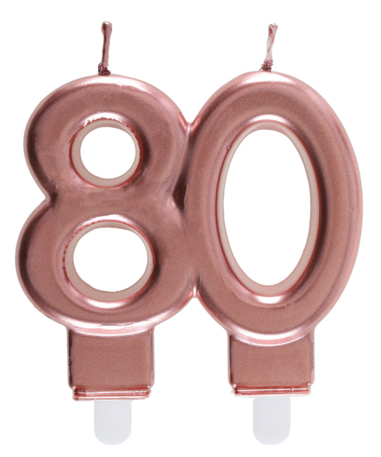 80th Birthday Party Elegance - Rose Gold Candle for Classy Celebrations