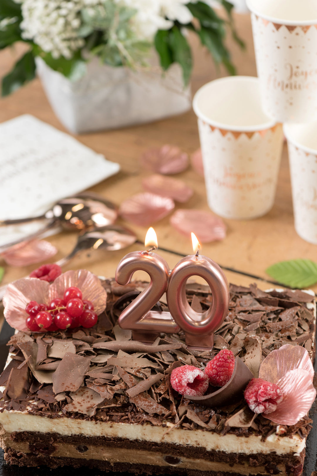 80th Birthday Party Elegance - Rose Gold Candle for Classy Celebrations