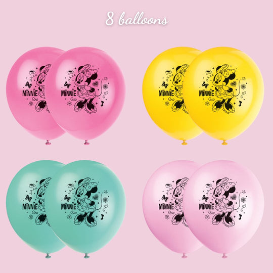 Minnie Mouse Ultimate Party Bundle: Tablecloth, Banner, Balloons - Easy Anniversary/Birthday Fun!