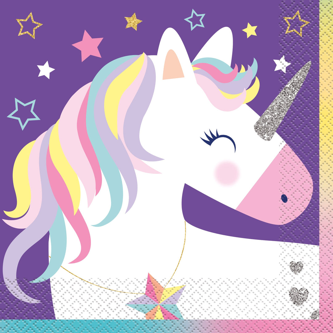 Unicorn Feast Party Bundle for 16 - All-level Fun with Officially Licensed Plates and Tablecloth