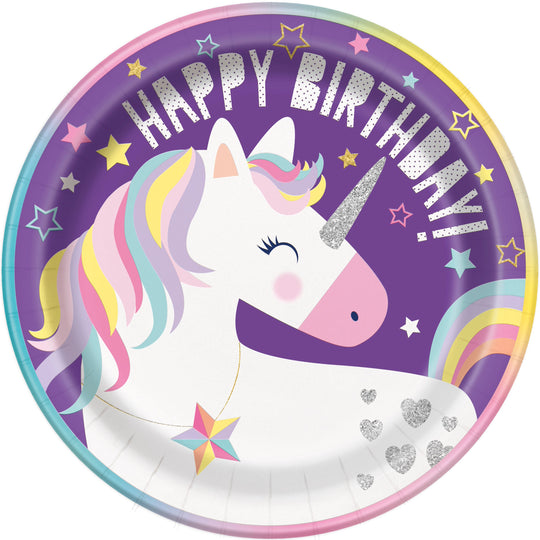 Unicorn Feast Party Bundle for 16 - All-level Fun with Officially Licensed Plates and Tablecloth