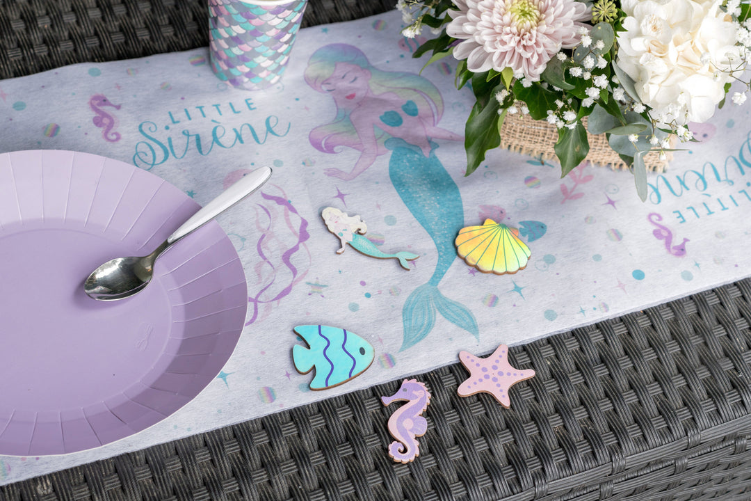 Mermaid-Themed Iridescent Table Runner for Stylish Birthday and Anniversary Parties