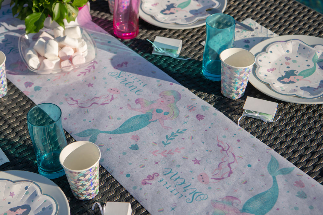 Mermaid-Themed Iridescent Table Runner for Stylish Birthday and Anniversary Parties