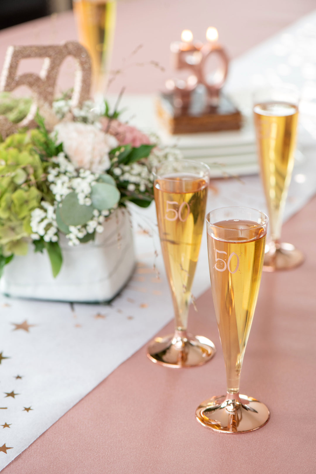 Exquisite Rose Gold 50th Birthday Champagne Flutes - Stylish Party Essential