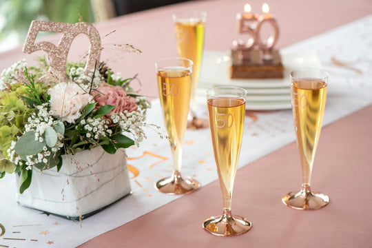 Exquisite Rose Gold 50th Birthday Champagne Flutes - Stylish Party Essential