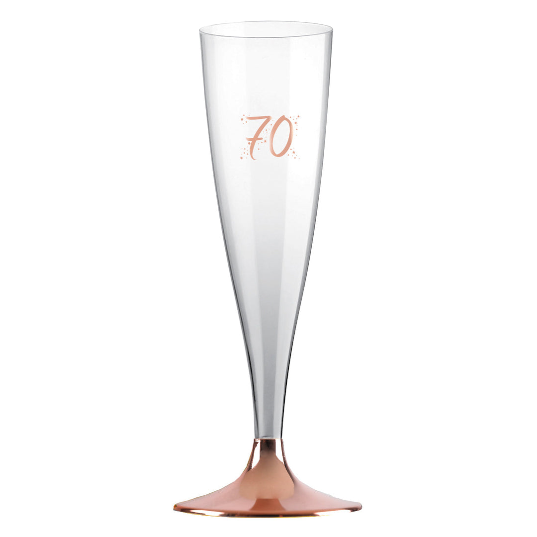Exquisite Rose Gold Flute Champagne Set - Celebrate in Style with 70th Birthday Elegance