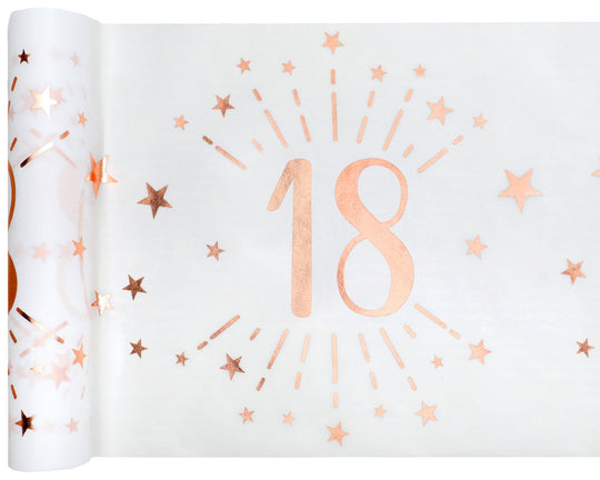Stylish ROSE GOLD 18th Birthday Table Runner - Elegance and Trendsetting Party Themes Unleashed