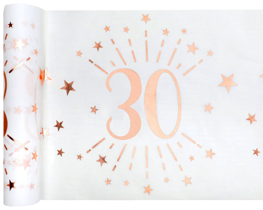 Elegant Rose Gold 30th Birthday Table Runner - Elevate Your Party With Stylish Aesthetics