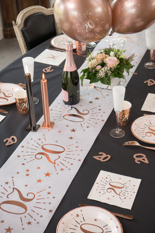 Elegant Rose Gold 30th Birthday Table Runner - Elevate Your Party With Stylish Aesthetics