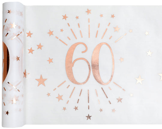 Elegant Rose Gold 60th Birthday Table Runner - Perfect for Trend-Setting Celebrations