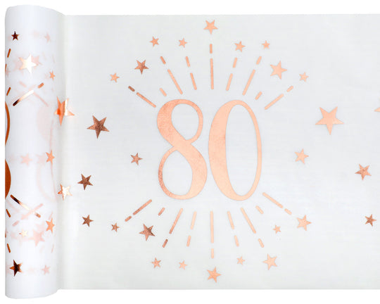 Elegant 80th Birthday Rose Gold Table Runner - Party Supplies with Trendsetting Style