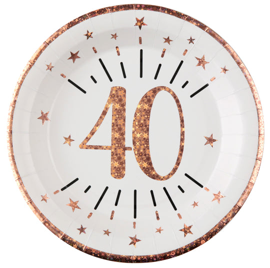 Sparkle at Forty - Rose Gold Dinner Plates, Perfect for Elegant 40th Birthday Celebrations